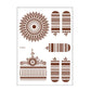 Brown and red henna lace tattoo sheet with rosette medallions and striped bangles