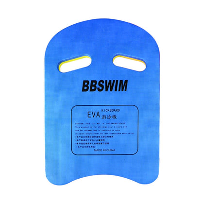 Blue U-shaped EVA floating kickboard with two hand slots and BBSWIM logo