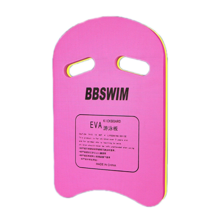 Pink U-shaped EVA floating kickboard with two hand slots and BBSWIM logo
