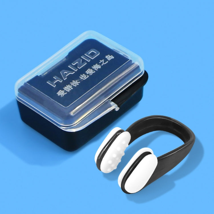 Silicone nose clip with black frame and white soft inner pads
