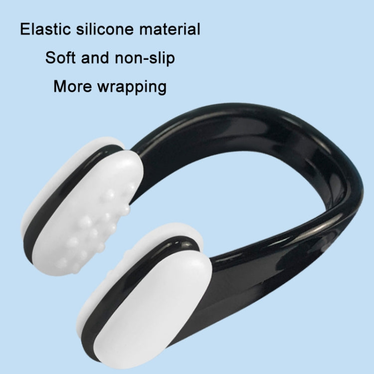 Black silicone nose clip with white soft pads