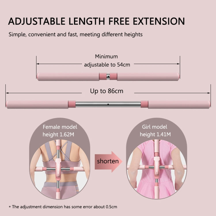Adjustable length posture corrector training stick with telescoping pink poles