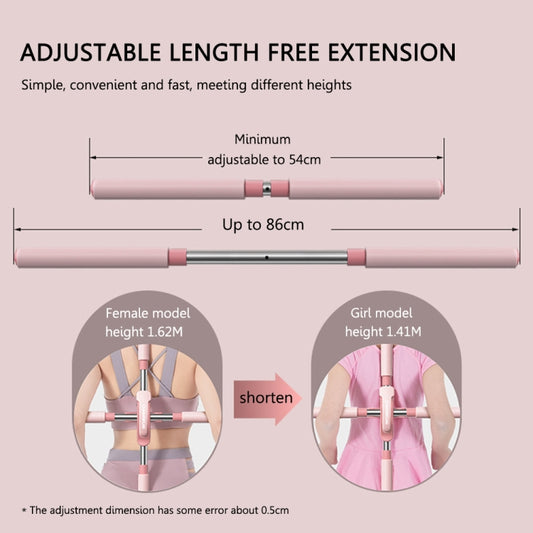Adjustable length posture corrector training stick with telescoping pink poles