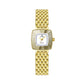 Ladies square dial wristwatch with gold metal mesh strap and gold-tone case