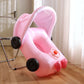 Pink car-shaped inflatable pool float with canopy sunshade and black wheels