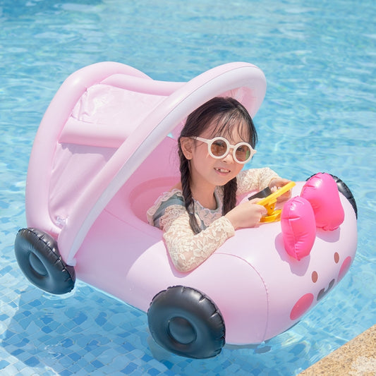 Removable Sunshade Car Shape Inflatable Pool Float Swimming Ring Baby Float Seat, Swimming Ring With Awning(Pink), Swimming Ring With Awning(Yellow)
