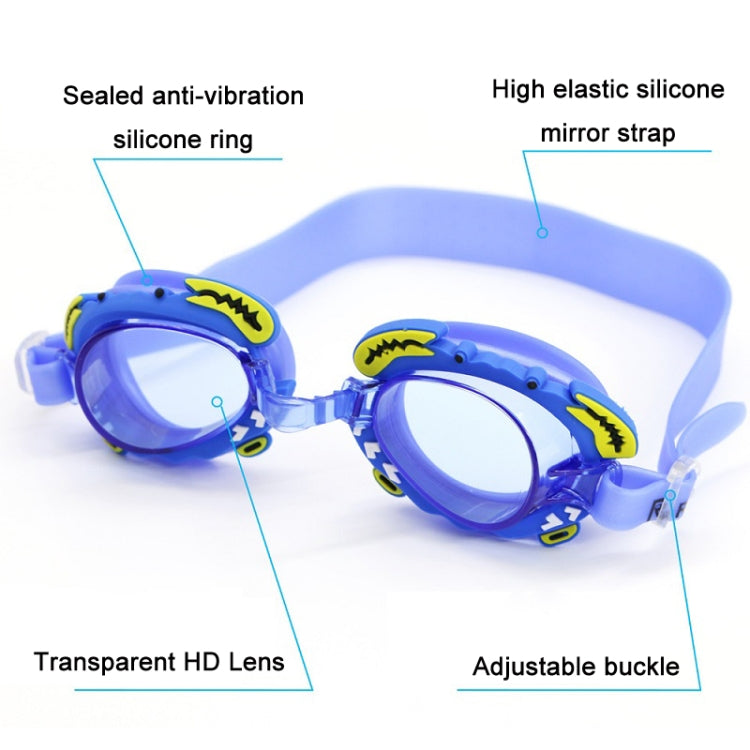 Blue kids swimming goggles with sealed silicone ring, clear HD lens, adjustable buckle