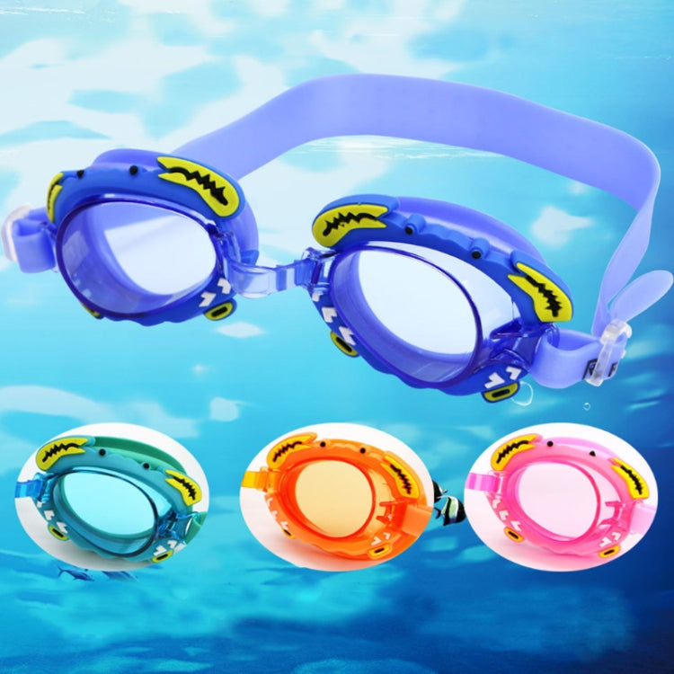 Blue kids swimming goggles with three small color options shown