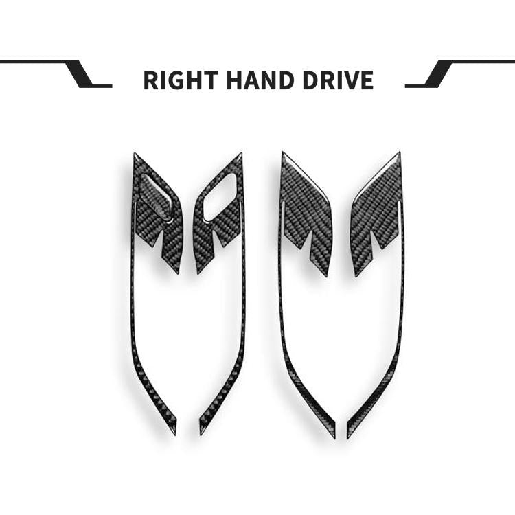 Carbon fiber door handle frame stickers for right-hand drive, two-piece view