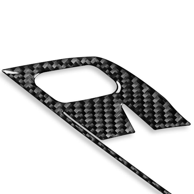 Carbon fiber door handle trim piece with cutout, glossy black finish