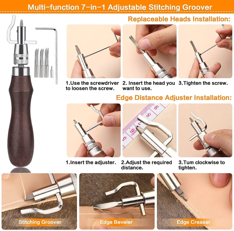 Handmade Leather DIY Tool Set Sewing Craft Tool Set, 29 In 1, 48 In 1