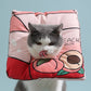 Cat anti-licking inflatable collar head cover, pink and red with EACH milk graphic
