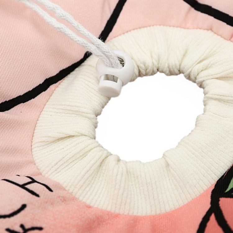 Cat anti-licking head collar inner ring with drawstring, white ribbed fabric and pink edge