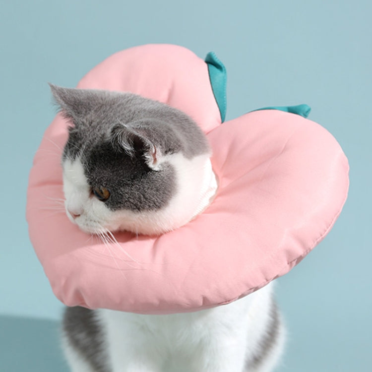 Cat anti-licking head collar cover, pink donut cushion with teal side trim