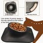 Tilted pet food feeder with anti-slip silicone base and stainless steel bowl with kibble