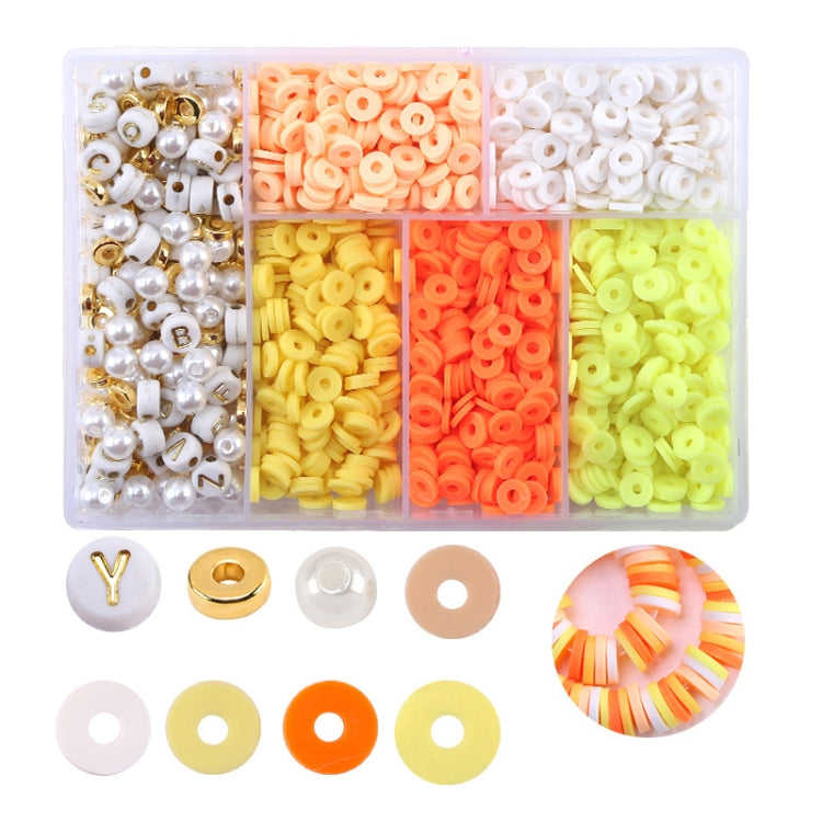 Soft pottery beading set box with pastel and warm colored round spacer beads and rings