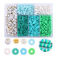 Soft pottery beading set box with mint, turquoise, and green round spacer beads