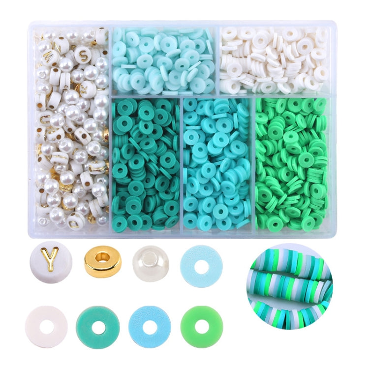 Soft pottery beading set box with mint, turquoise, and green round spacer beads