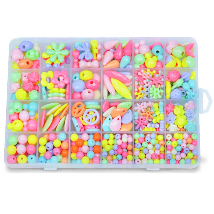 Kids DIY beaded jewelry kit with colorful acrylic beads in a divided storage tray