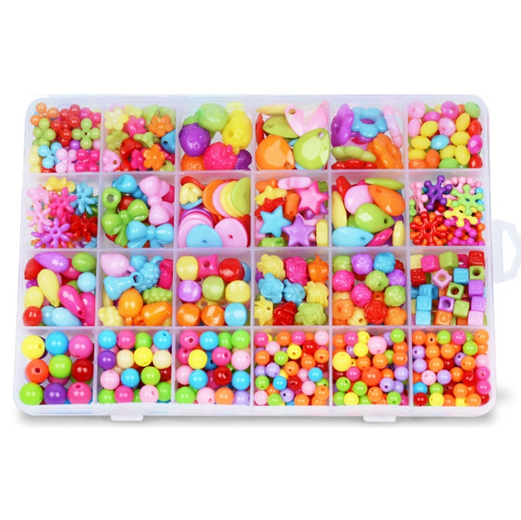 Kids DIY beaded jewelry kit with multicolor acrylic beads and charms in a tray