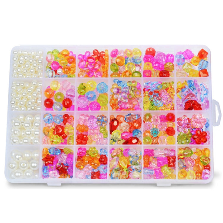 Kids DIY beaded jewelry kit with translucent glitter beads in a divided tray