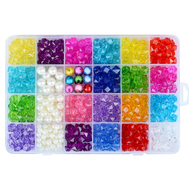 Kids DIY beaded jewelry kit with holographic crystal beads in multicolor sections