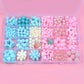Kids acrylic bead jewelry kit case with pastel beads, star and flower charms in sections