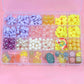 Kids acrylic bead jewelry kit case with mixed beads, pearls, stars, and heart shapes in sections