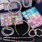 Colorful kids bead bracelets and necklaces with star and flower bead charms