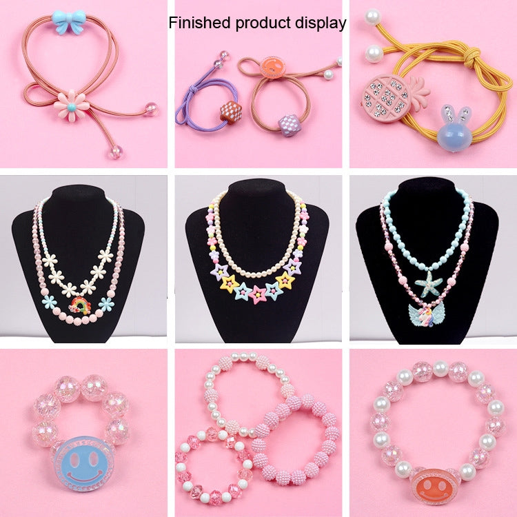 Finished beaded necklaces and bracelets with pearl beads and colorful charms