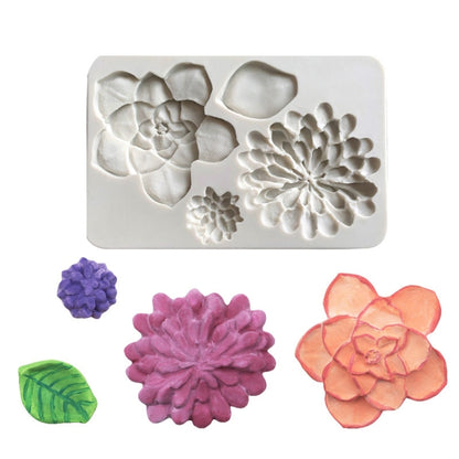 Big flower silicone cake fondant mold with multiple flower-shaped cavities