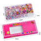 Kids DIY bead jewelry kit box with bead tray, strings, and pink case design
