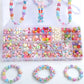 Kids beaded necklaces and bracelets with bead organizer tray underneath