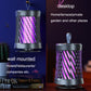 Mosquito killer lamp shown wall-mounted and desktop with purple UV glow