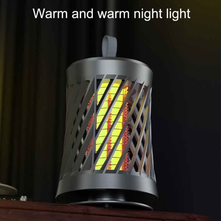 Dark gray mosquito killer night light with warm yellow light through side grid