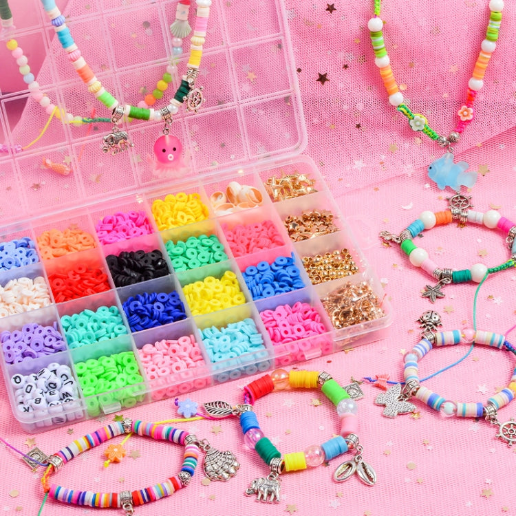 24 Grid 6mm Soft Ceramic Bead Flakes DIY Bracelet Necklace Making Materials, 24 Grid