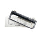 Robot vacuum main brush cover tilted view, clear frame and black brush roller