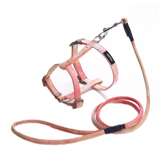 KAFULI pet I-shape adjustable harness leash, coral and pink with black hardware