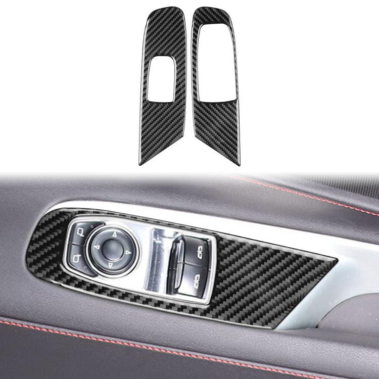 Two-piece carbon fiber door lift panel stickers for right-hand drive with window cutouts