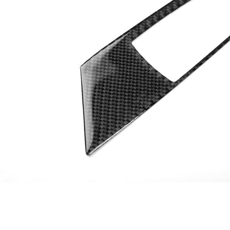 Carbon fiber door lift panel sticker corner piece with curved edge and weave pattern