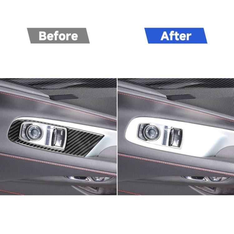 Installed carbon fiber door lift panel stickers on interior door switch area