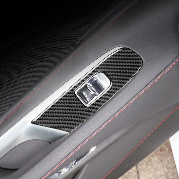 Installed two-piece carbon fiber door lift panel stickers around window switch panel