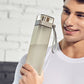 Diller light square fitness water bottle with leakproof lid and carry strap