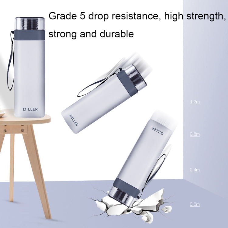 Diller square fitness water bottle with metal rim and carry loop