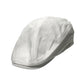 Linen beret-style cap, white, smooth fabric with stitched side panels