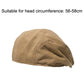 Linen beret-style cap, tan, front panel view with stitched crown