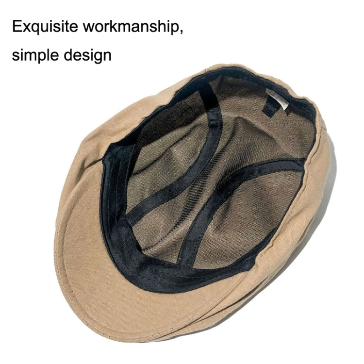 Linen beret-style cap, beige, inside lining visible around hat opening