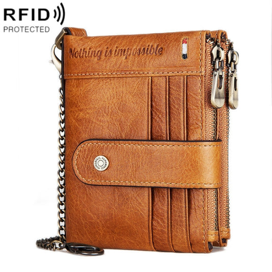 HUMERPAUL BP896 RFID Anti-Theft Brush Dual Zipper Leather Wallet Multi-Card Men Purse, BP896 Black, BP896 Dark Brown, BP896 Brown