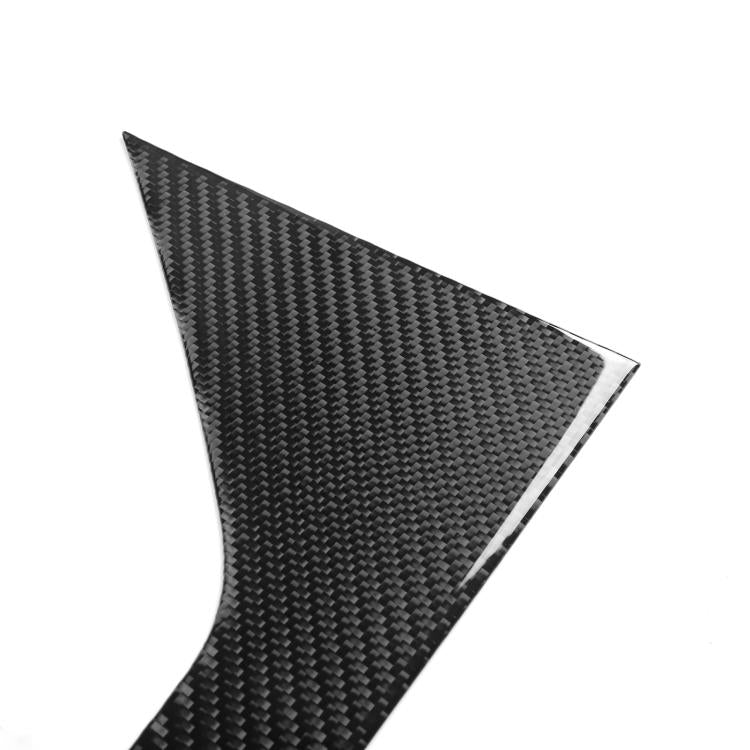 Black carbon-fiber roof decoration sticker with angled triangular shape