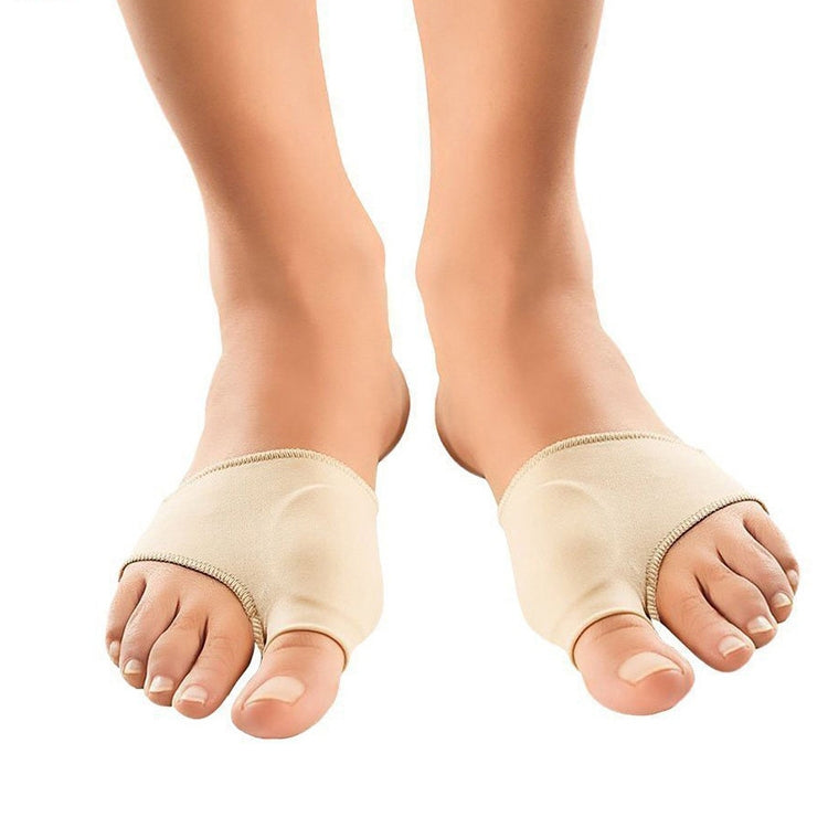 Beige wearable toe corrector pads for big toe, split toe sleeve, 1 pair